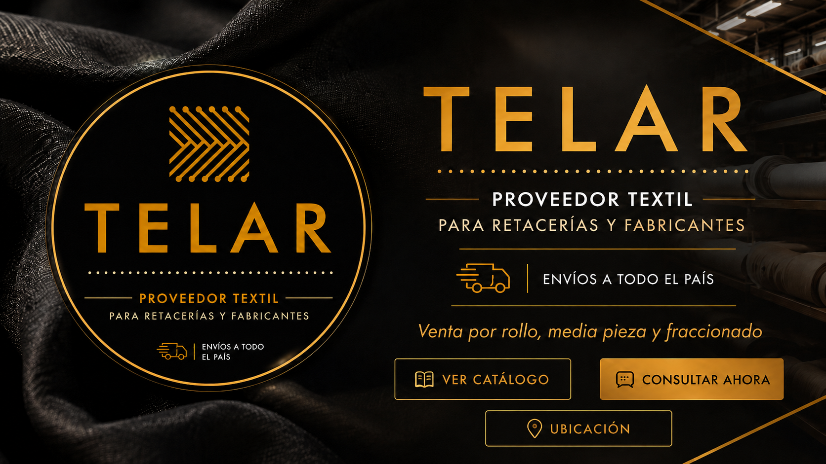 Telar — proveedor textil para retacerías y fabricantes. Envíos a todo el país. Venta por rollo, media pieza y fraccionado.